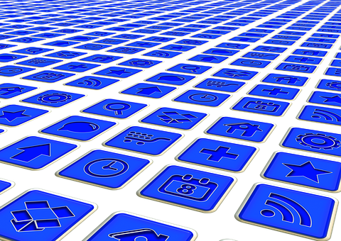 Blue Digital Icons Perspective PNG Image