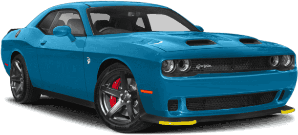 Blue Dodge Challenger S R T Angled View PNG Image