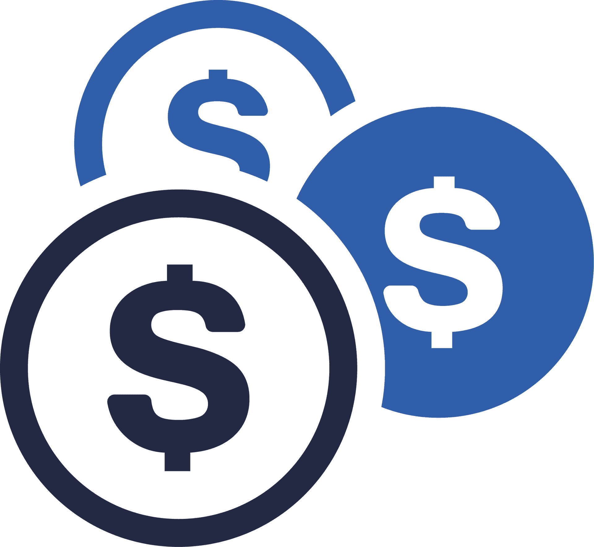 Blue Dollar Signs Icon PNG Image