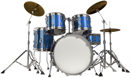 Blue Drum Set Isolatedon Black PNG Image