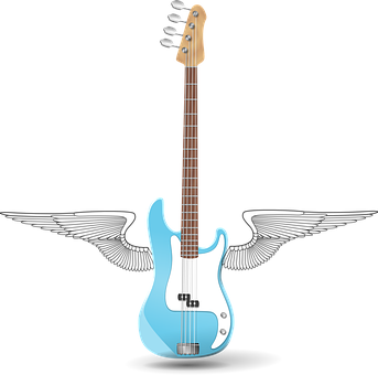 Blue Electric Bass Guitar PNG Image