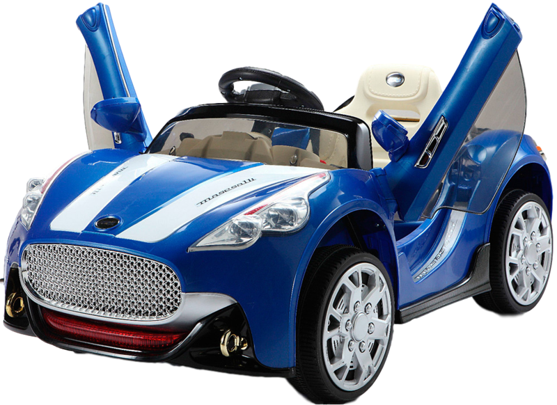 Blue Electric Toy Car With Open Doors PNG Image