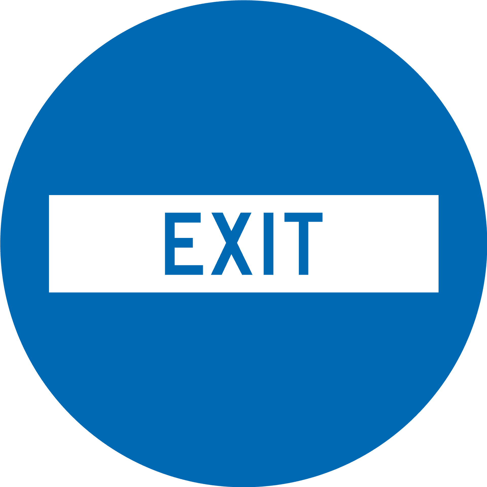 Blue Exit Sign Circle PNG Image