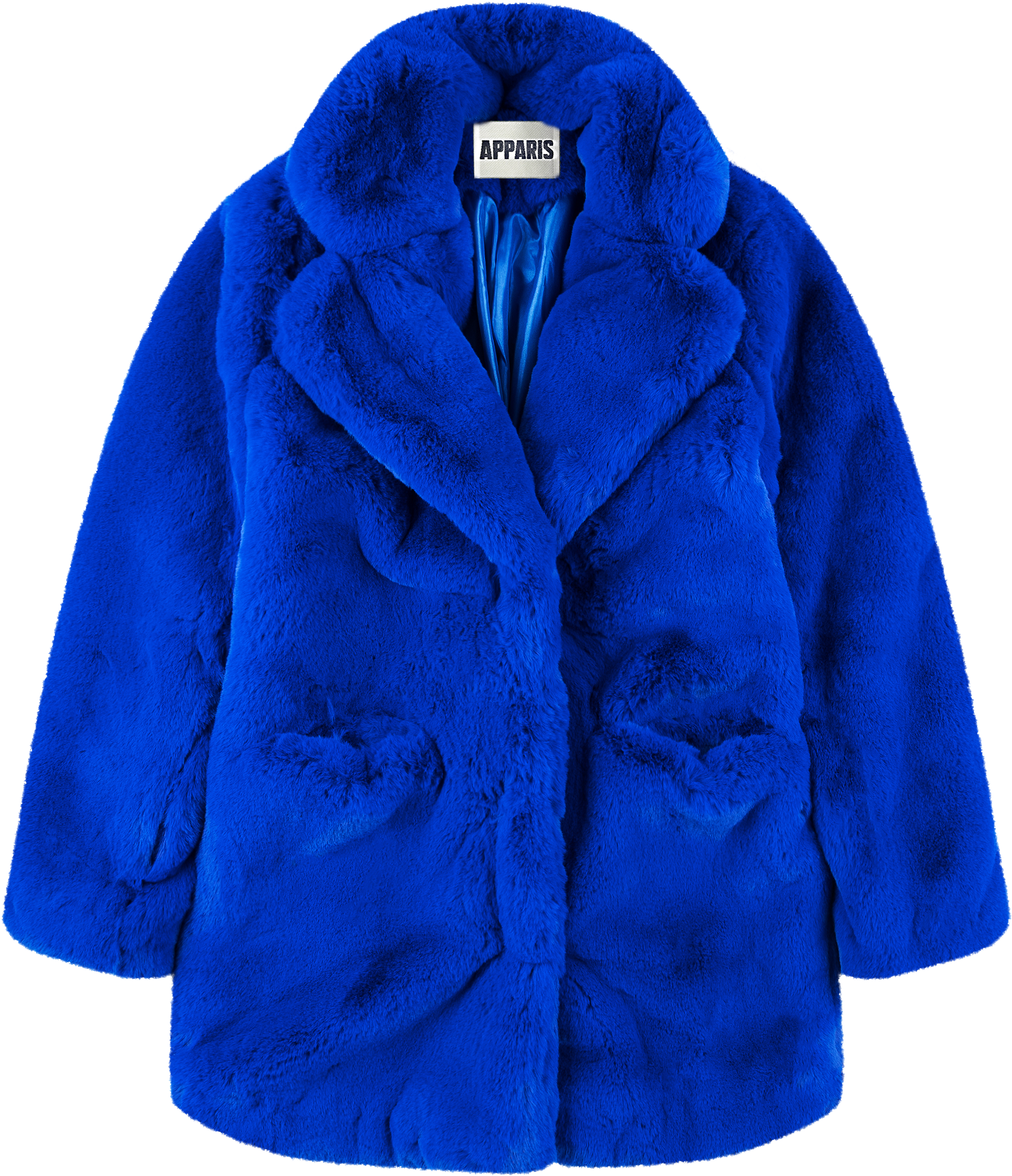 Blue Faux Fur Coat Apparis Brand PNG Image