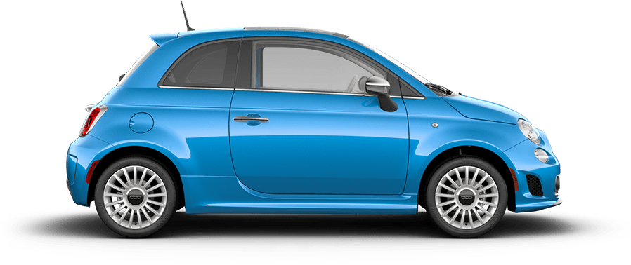 Blue Fiat500 Side View PNG Image