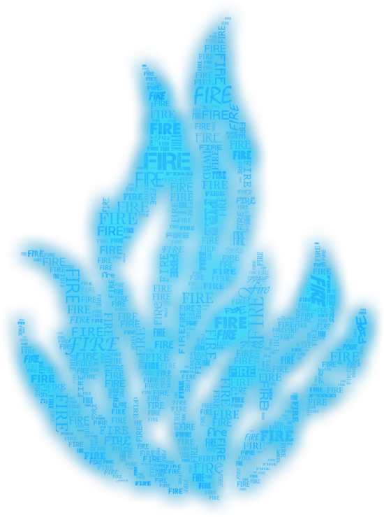 Blue Fire Text Overlay Graphic PNG Image