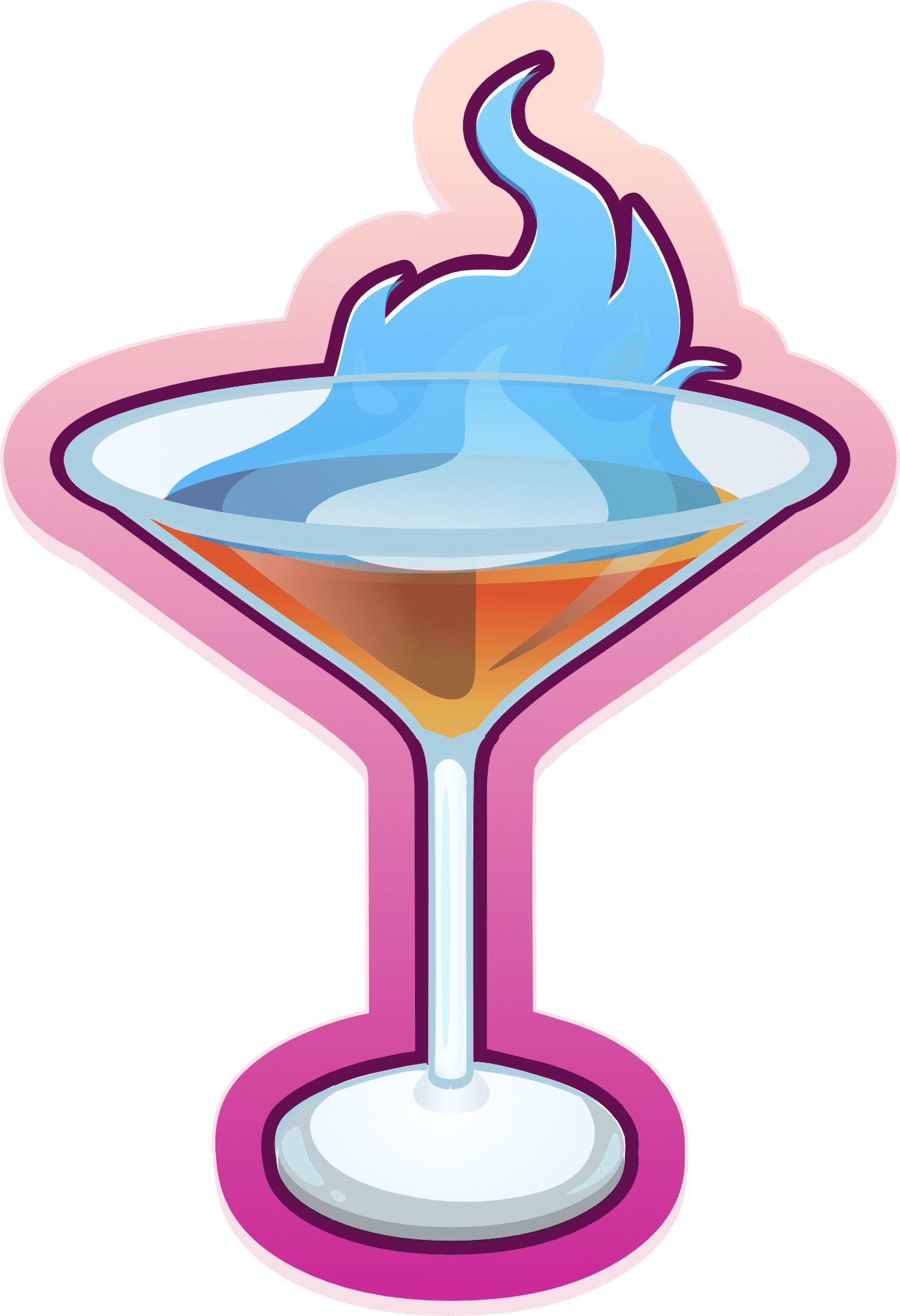 Blue Flame Cocktail Illustration PNG Image