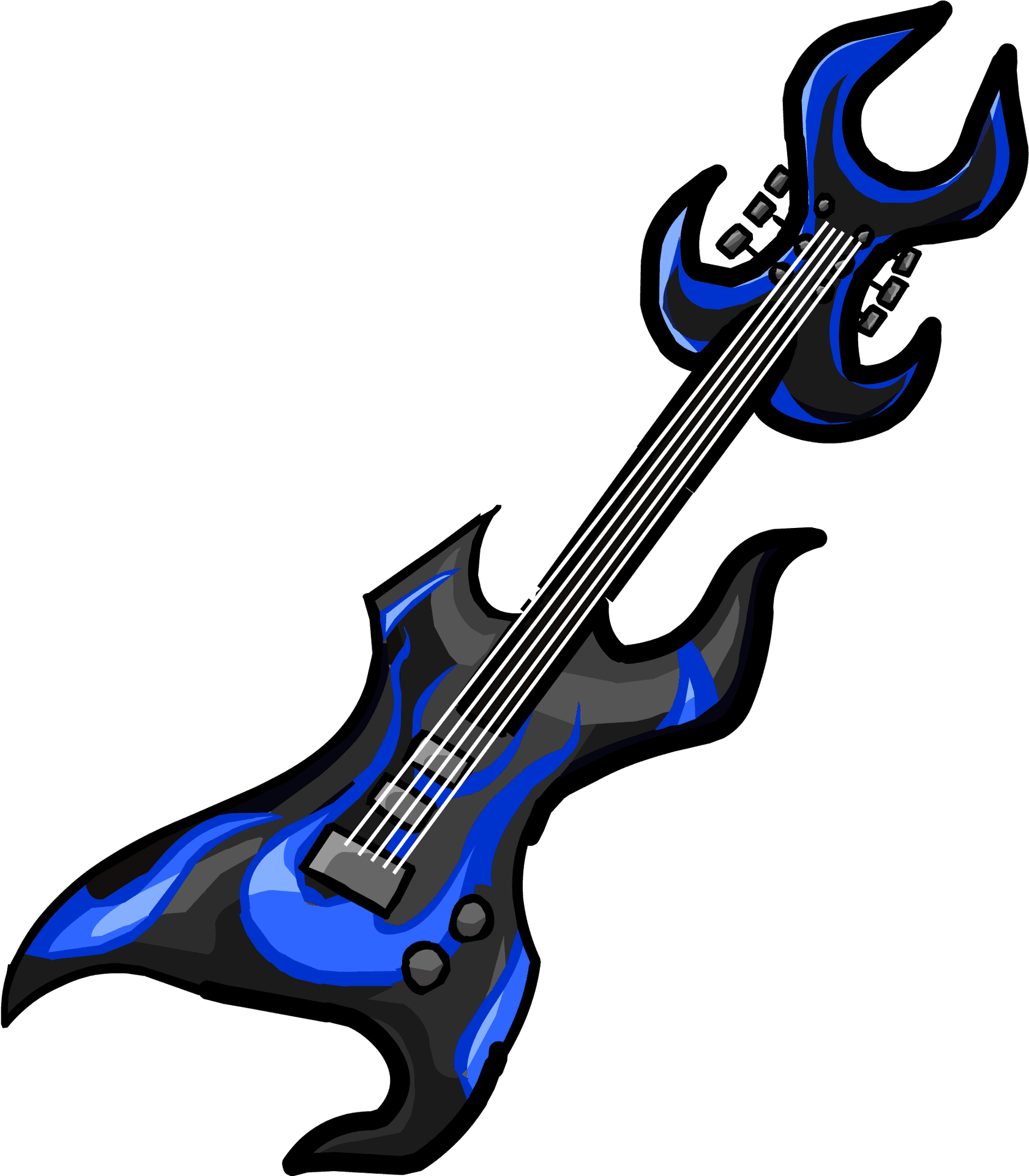 Blue Flame Electric Guitar Illustration PNG Image