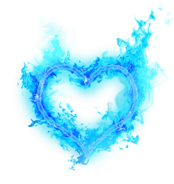 Blue Flame Heart Graphic PNG Image