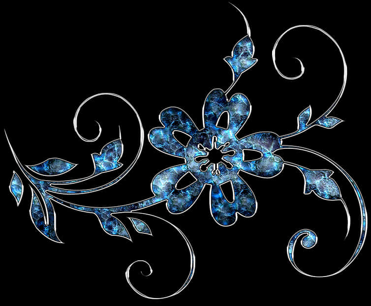 Blue Floral Abstract Art PNG Image