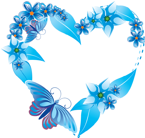 Blue Floral Butterfly Frame PNG Image