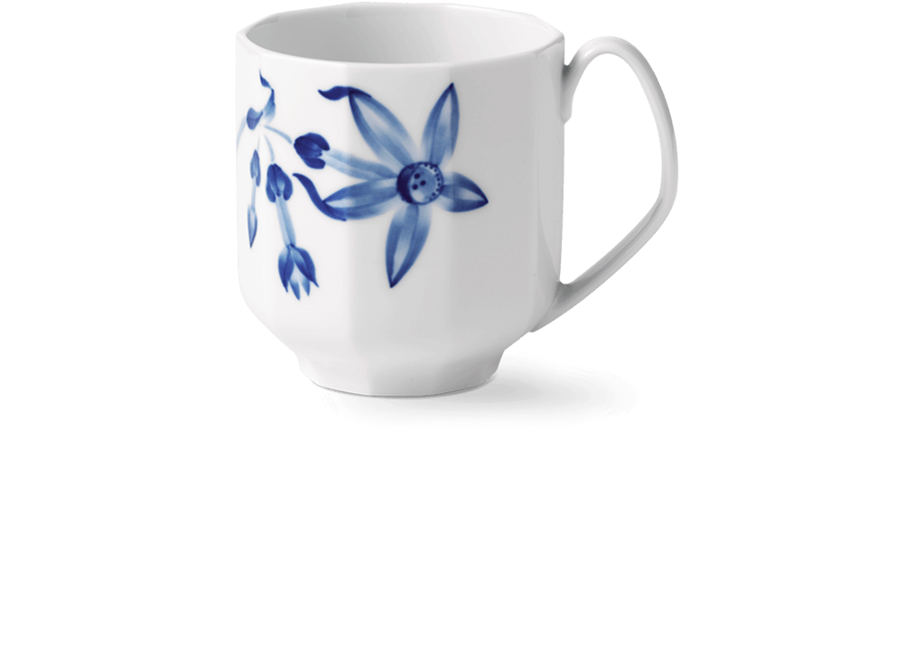 Blue Floral Ceramic Mug PNG Image