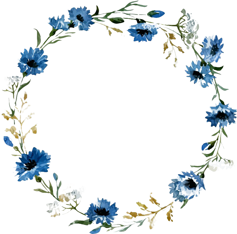 Blue Floral Circle Frame PNG Image