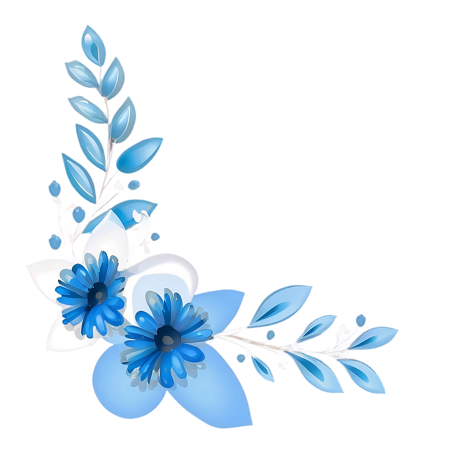 Blue Floral Corner Border Png Gdi72 PNG Image