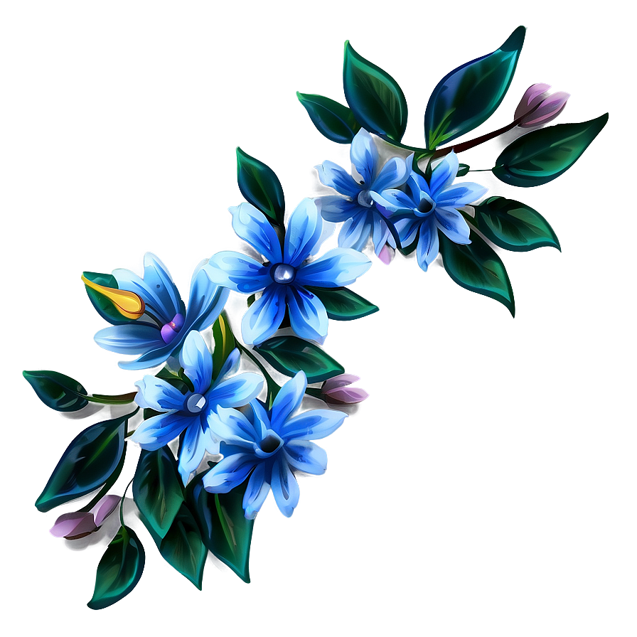 Blue Floral Corner Border Png Xrh PNG Image