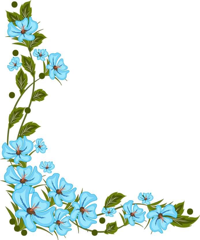 Blue_ Floral_ Corner_ Design.png PNG Image