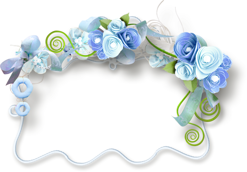 Blue Floral Decorative Frame Overlay PNG Image