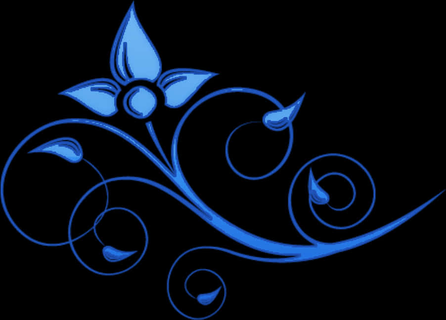 Blue Floral Swirl Design PNG Image