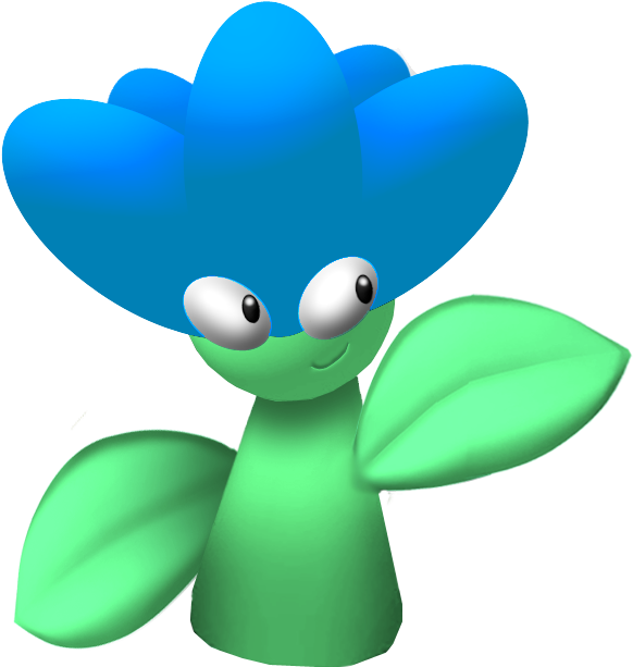 Blue Flower Creature Illustration PNG Image