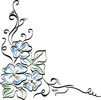 Blue Flowers Black Background PNG Image