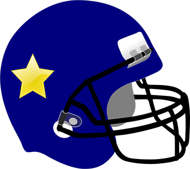 Blue Football Helmetwith Star PNG Image