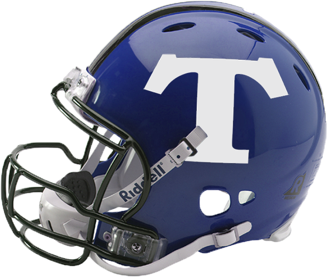 Blue Football Helmetwith White Letter T PNG Image