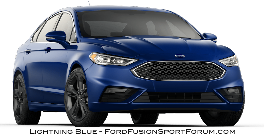 Blue Ford Fusion Sedan Profile View PNG Image