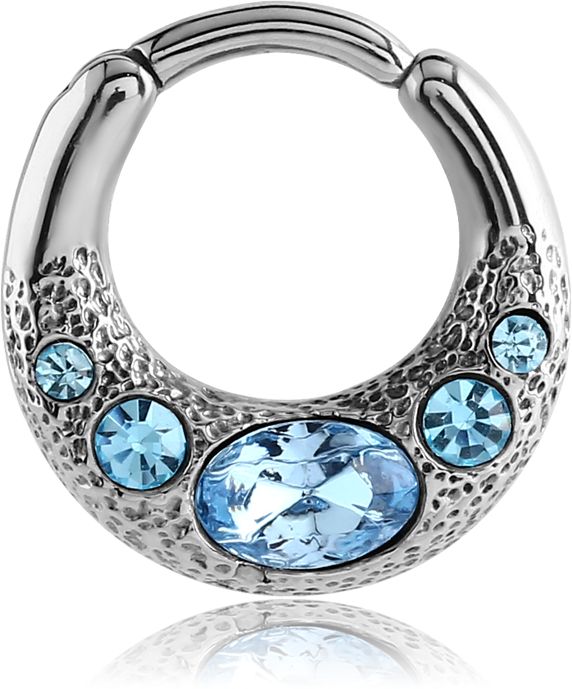 Blue Gemstone Circular Barbell Piercing Jewelry PNG Image