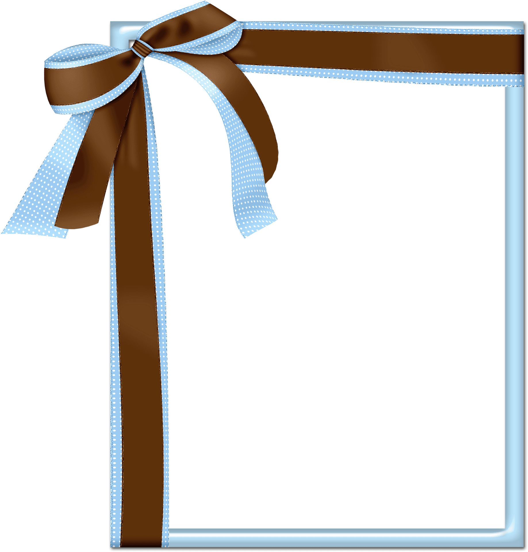 Blue Gift Framewith Brown Ribbon PNG Image