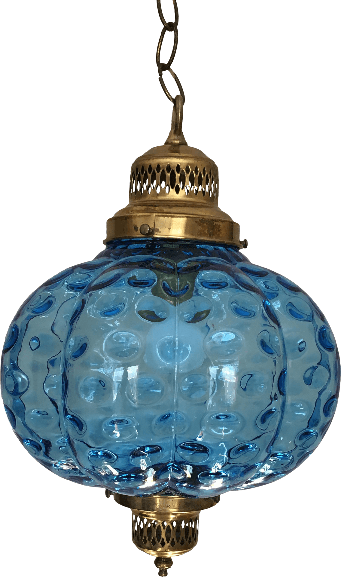 Blue Glass Pendant Light Vintage PNG Image