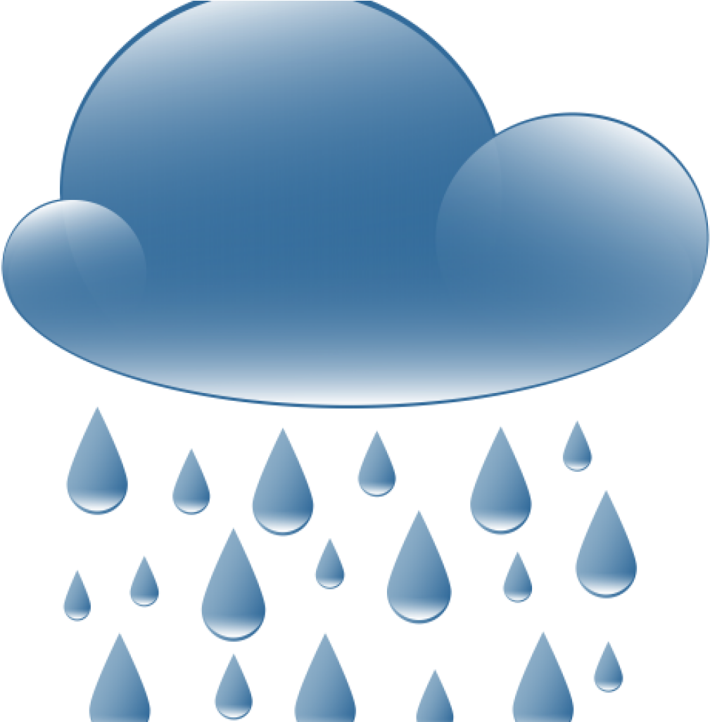 Blue Glossy Cloud With Raindrops Clipart PNG Image