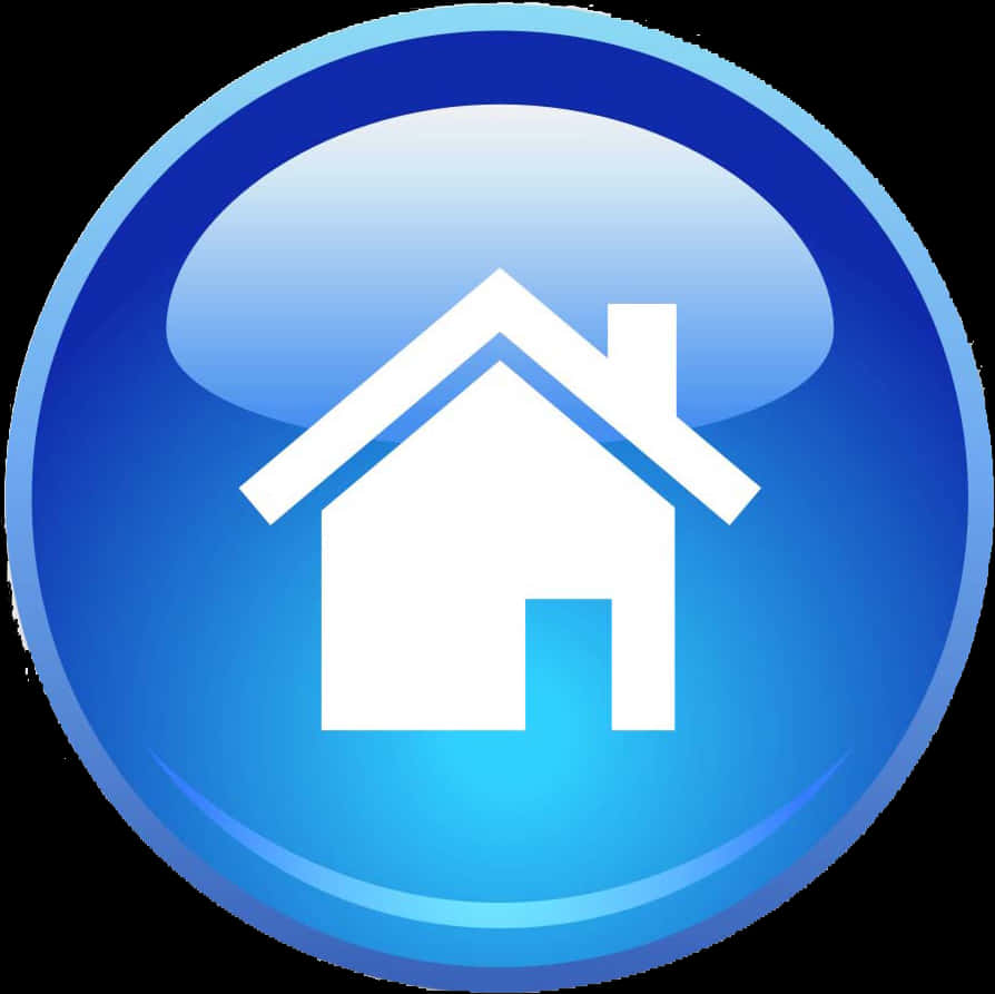 Blue Glossy Home Icon PNG Image