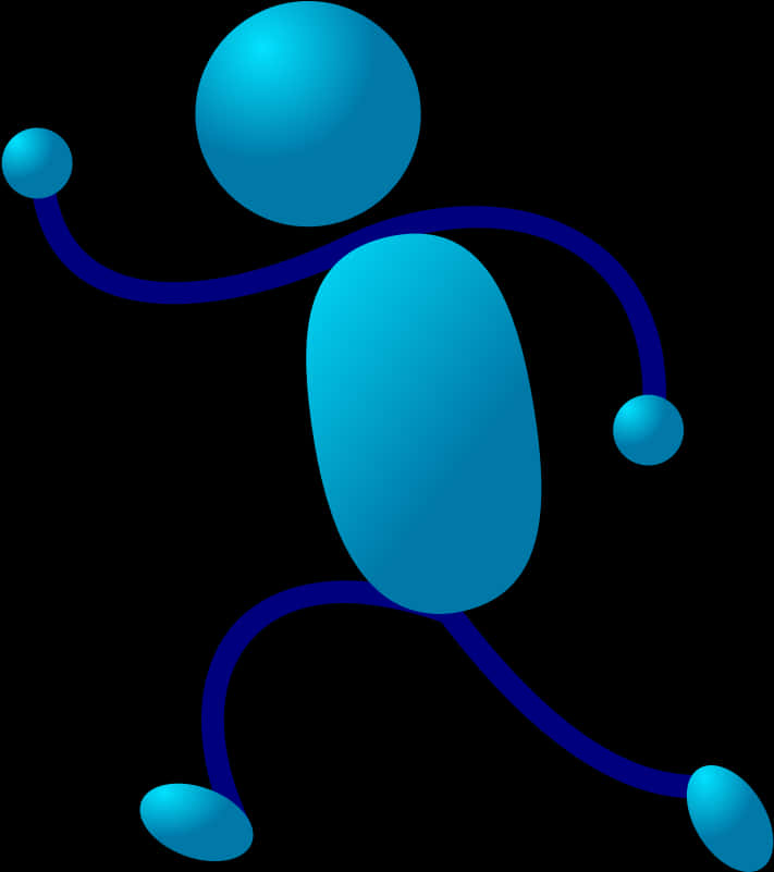 Blue Gradient Stick Figure PNG Image