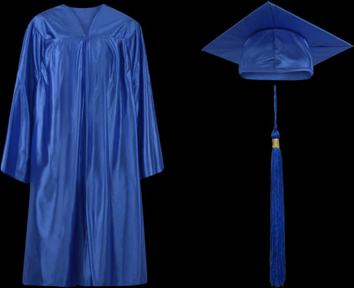 Blue Graduation Gownand Cap PNG Image