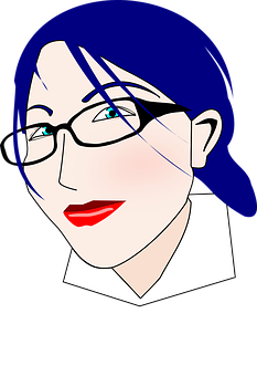 Blue Haired Animated Woman PNG Image