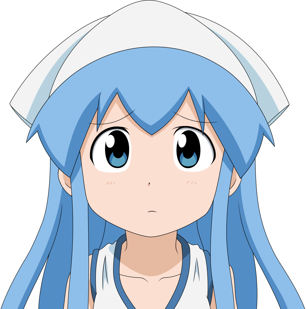 Blue Haired Anime Girl Expression PNG Image