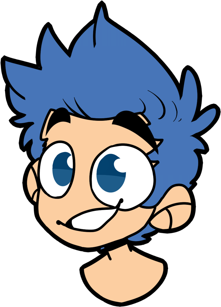 Blue Haired Cartoon Character PNG Image