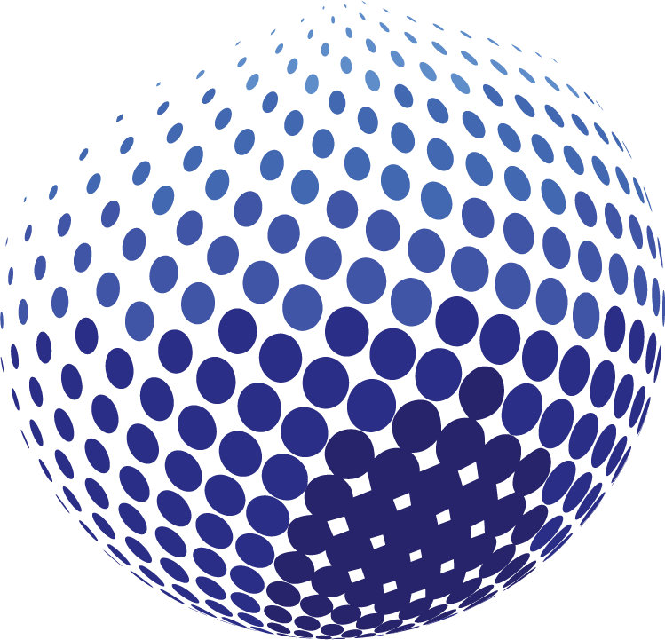 Blue Halftone Sphere Pattern PNG Image