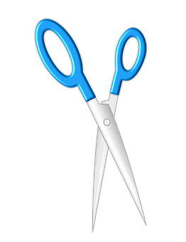 Blue Handled Scissors Black Background PNG Image