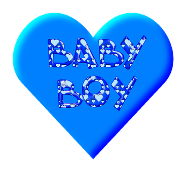 Blue Heart Baby Boy Graphic PNG Image