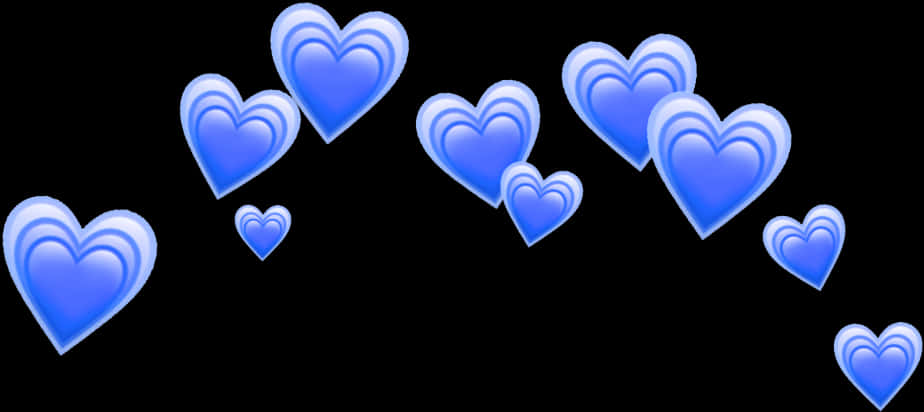 Blue Hearts Black Background PNG Image