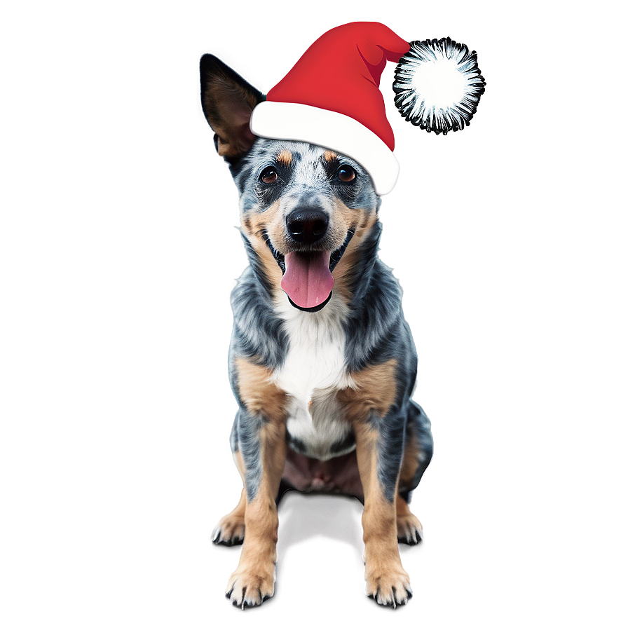 Blue Heeler With Santa Hat Png Xon PNG Image