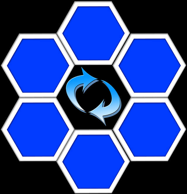 Blue Hexagon Patternwith Symbol PNG Image