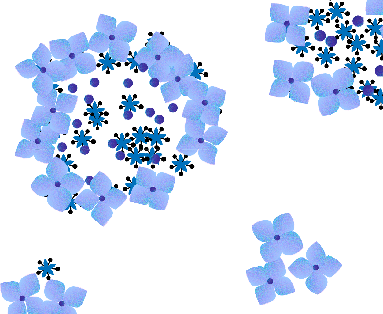 Blue Hydrangea Pattern PNG Image