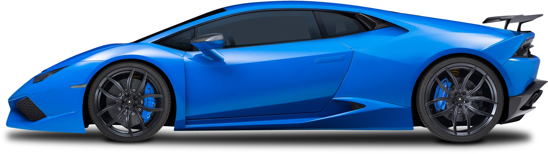 Blue Lamborghini Side View PNG Image