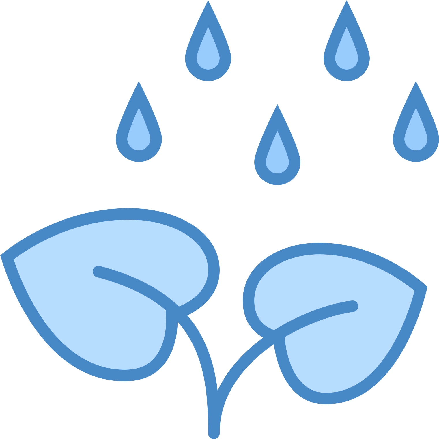 Blue Leaves Water Droplets Graphic PNG Image