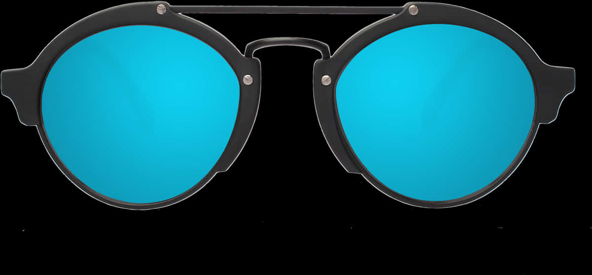 Blue Lens Round Sunglasses PNG Image