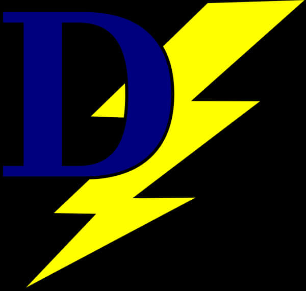 Blue Letter D With Yellow Lightning Bolt PNG Image