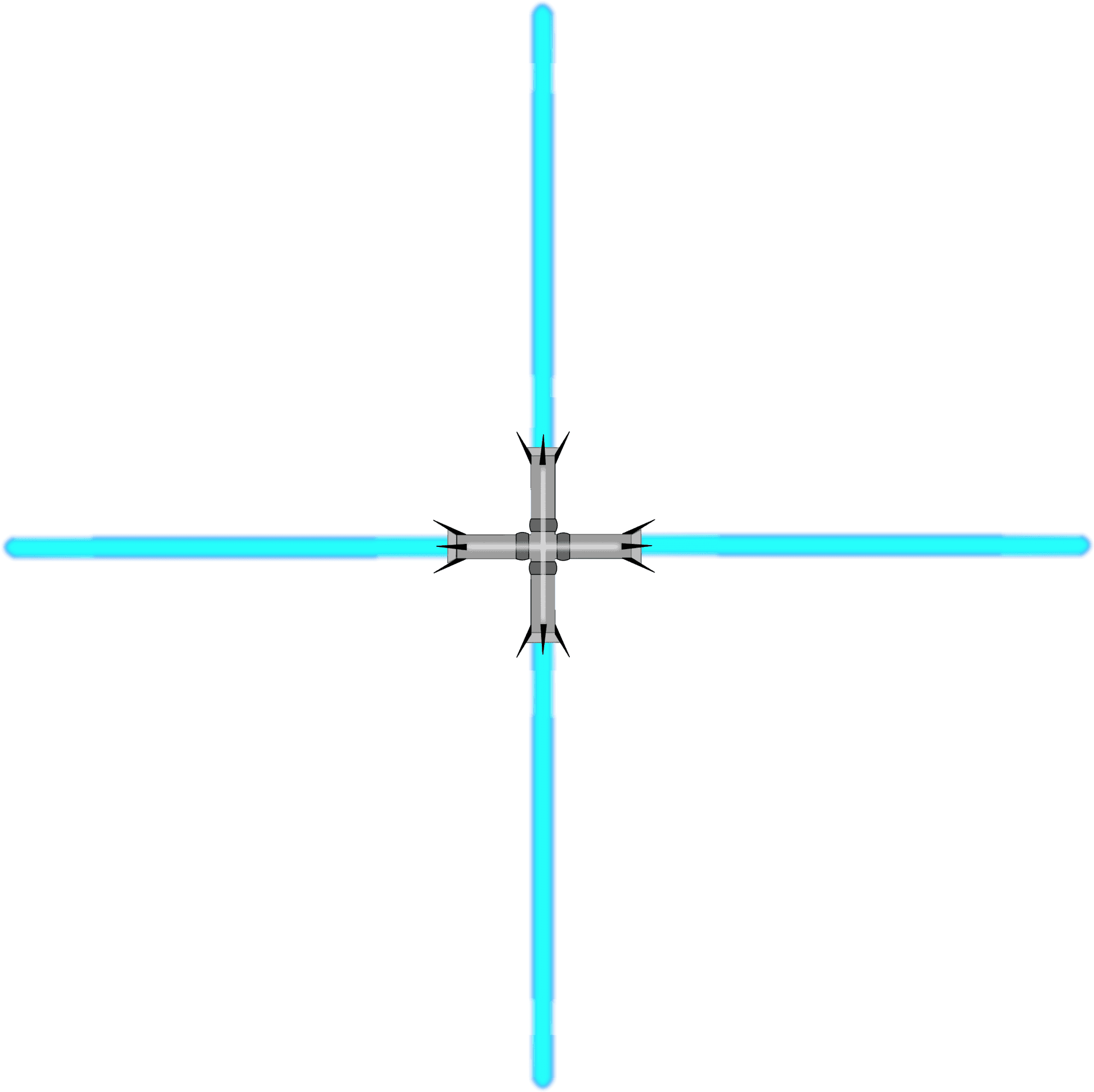 Blue Lightsaber Crossguard Design PNG Image