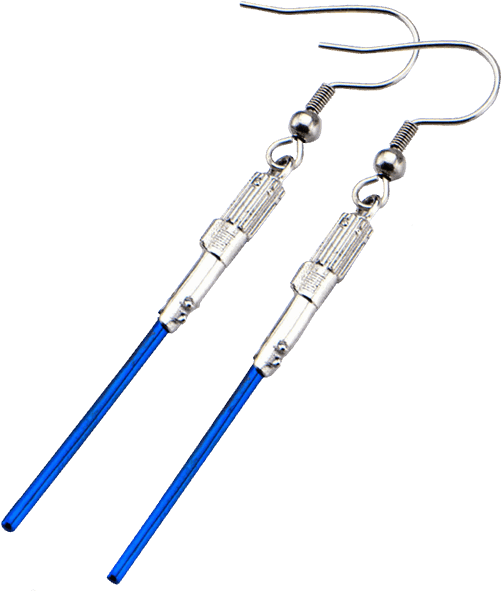 Blue Lightsaber Earrings Jewelry PNG Image